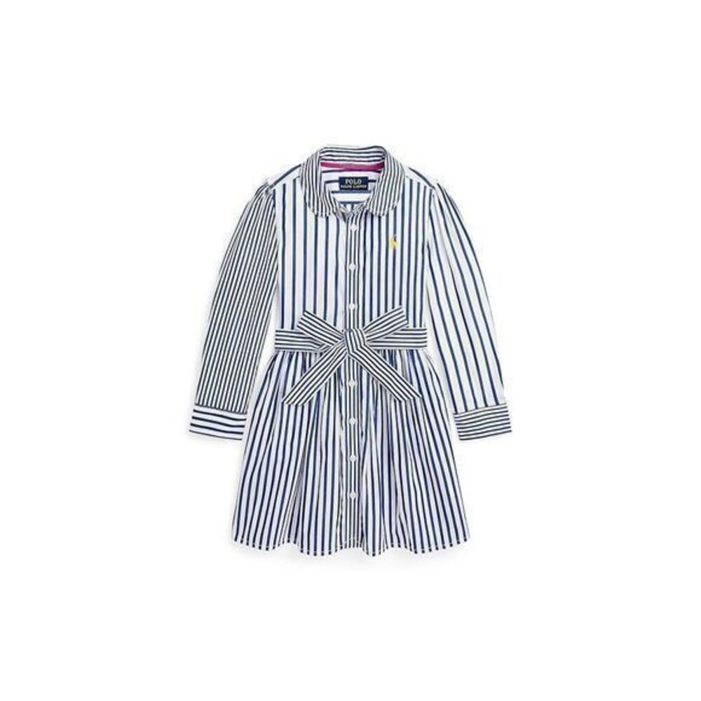 Polo Ralph Lauren Girls White and Navy Striped Button Down Dress Size 16